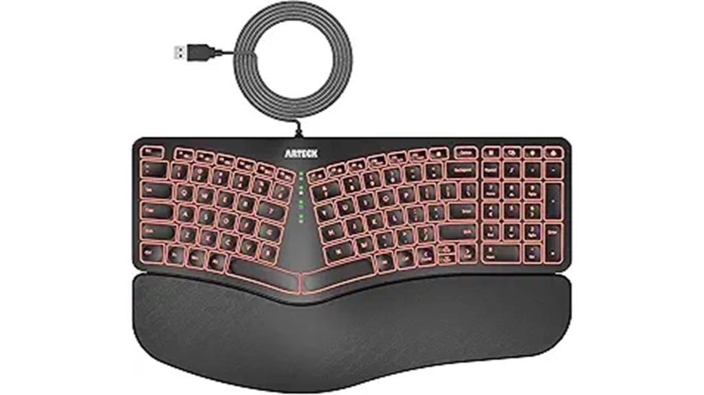 backlit ergonomic usb keyboard