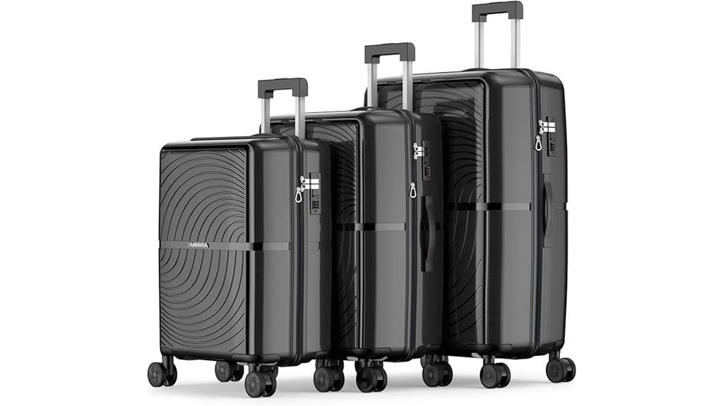 durable three piece luggage set