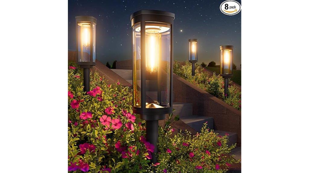 eight waterproof solar garden lights