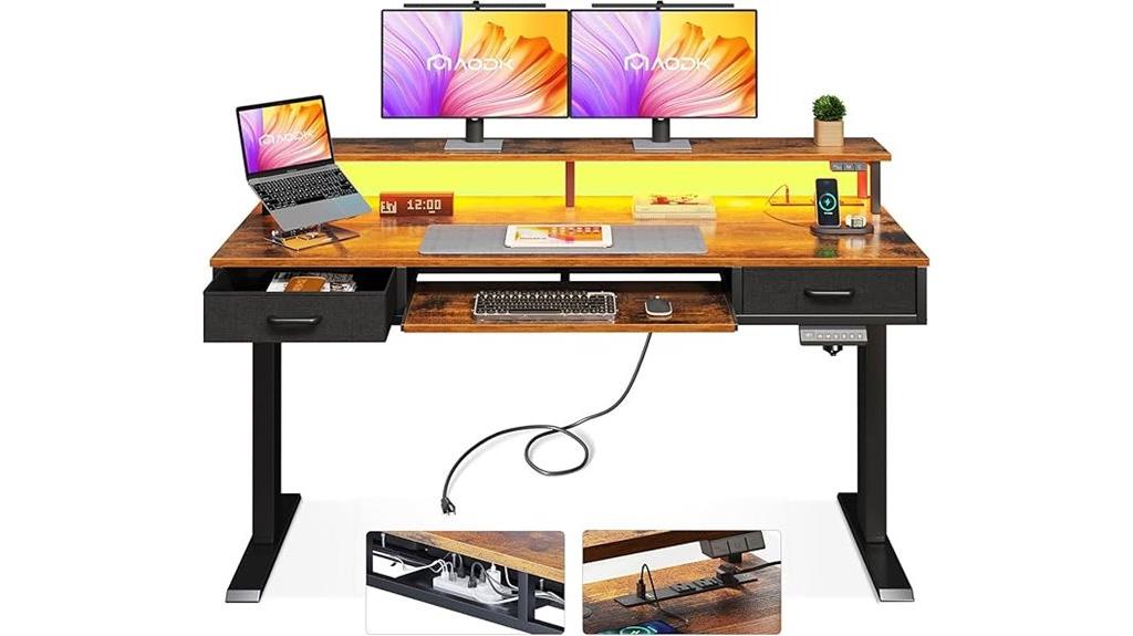 electric standing desk with drawers