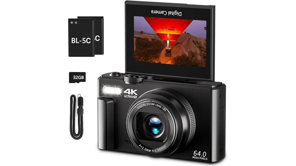 high resolution flip screen camera