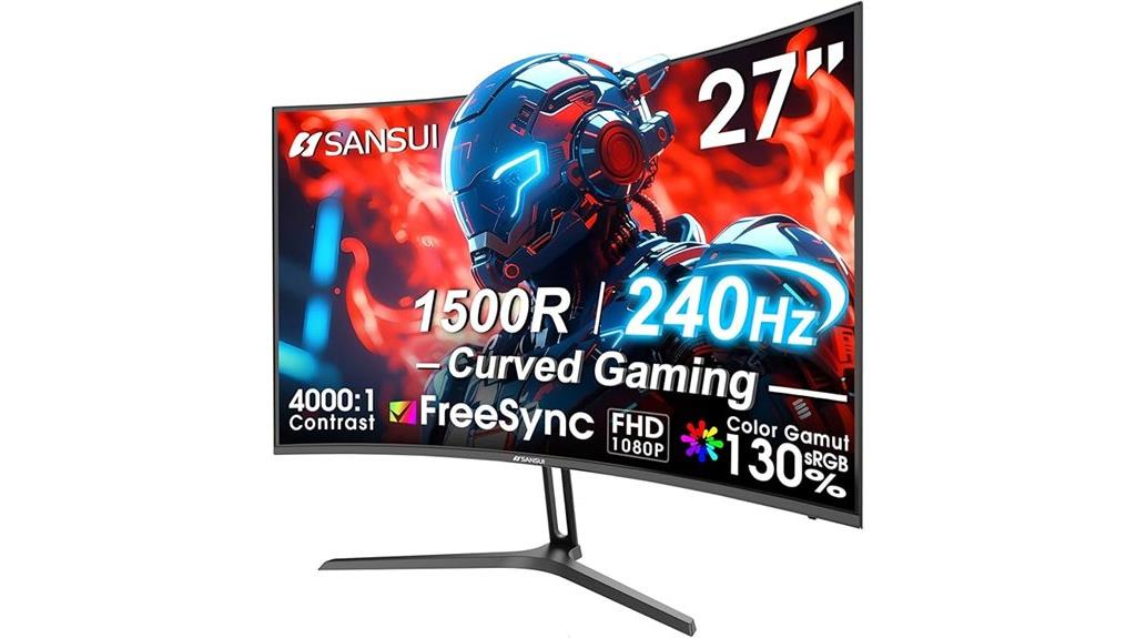 high speed curved gaming display