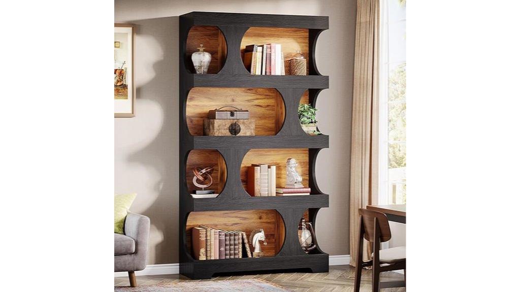 large black four tier bookcase