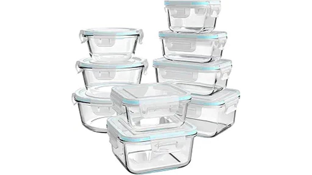 set of 18 glass containers