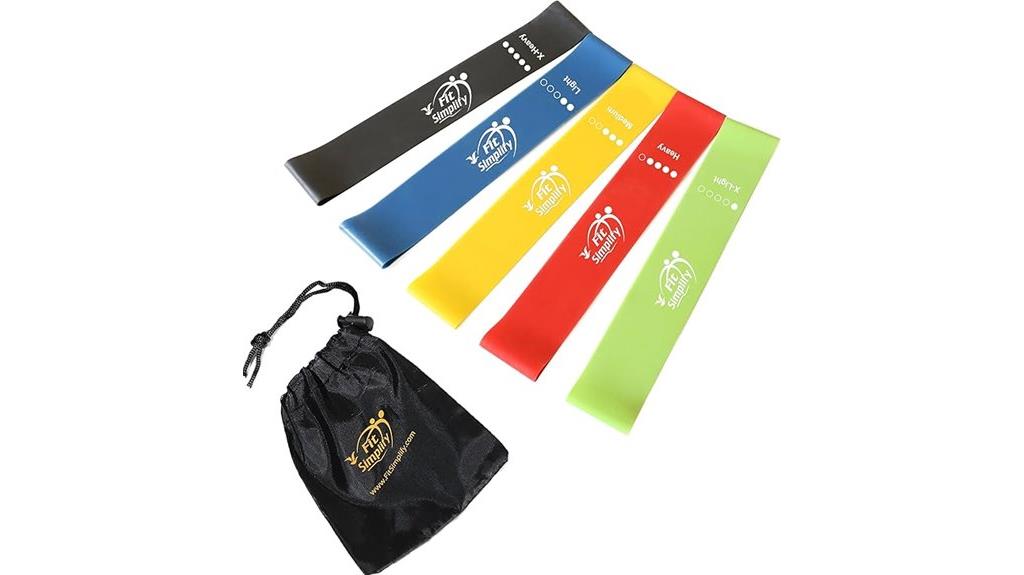 set of five exercise bands