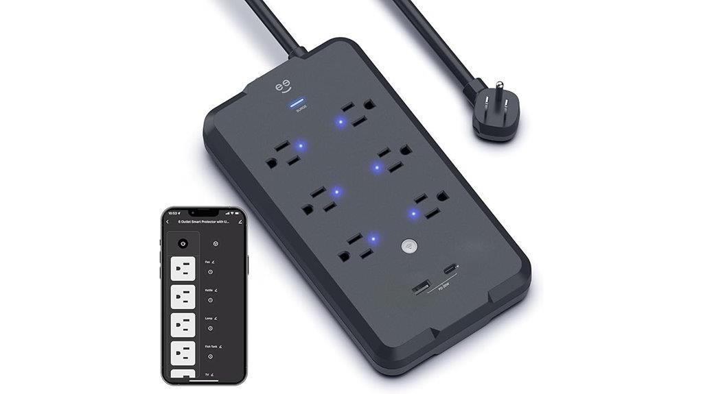 six outlets two usb