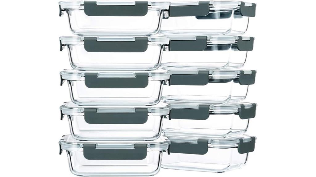 ten glass meal containers