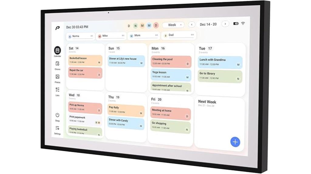 touchscreen digital chore calendar