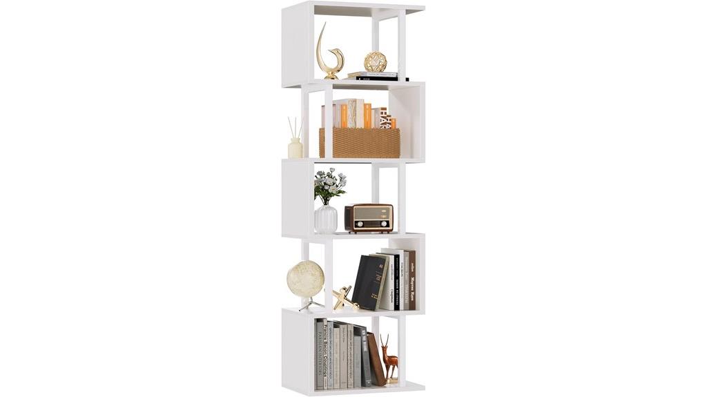 white geometric bookshelf