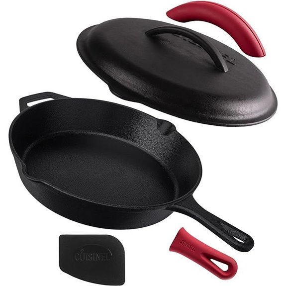 Cuisinel 12 Cast Iron Skillet with Lid and Accessories
