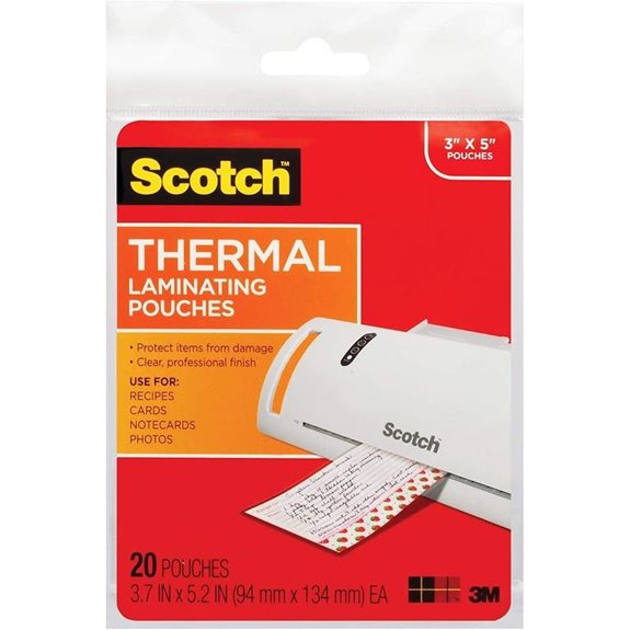 Thermal Laminating Pouches 20-Pack Clear 3.7x5.2 Inches