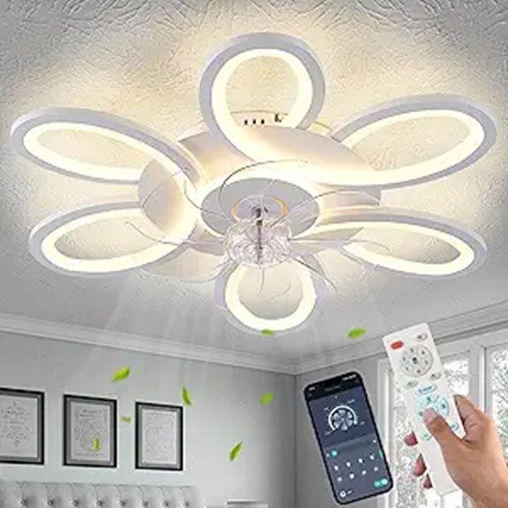 25-Inch Modern Ceiling Fan with Lights and Remote