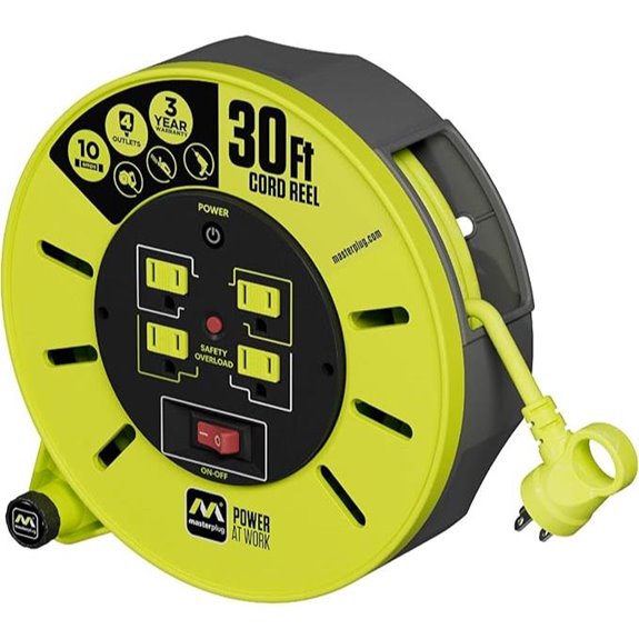 Masterplug 30ft Retractable Extension Cord Reel