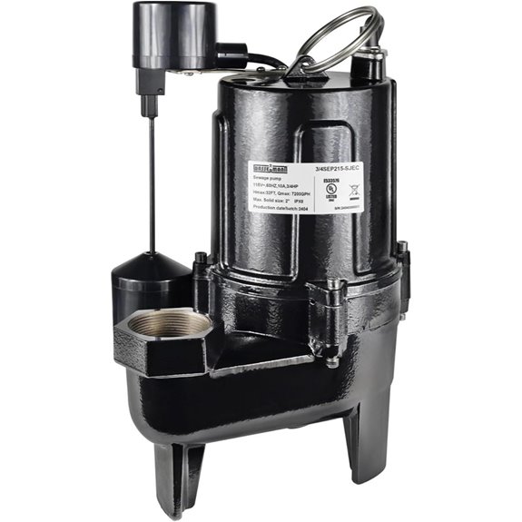 WASSERMANN 3/4 HP Sewage Pump with Float Switch