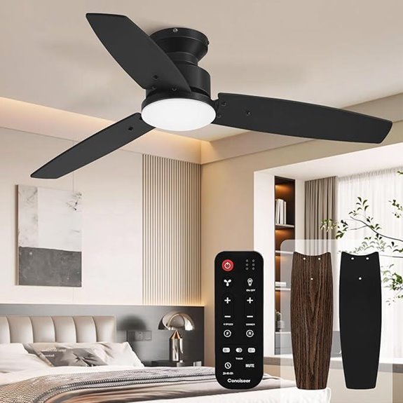 Modern 42 Inch Ceiling Fan with Lights & Remote