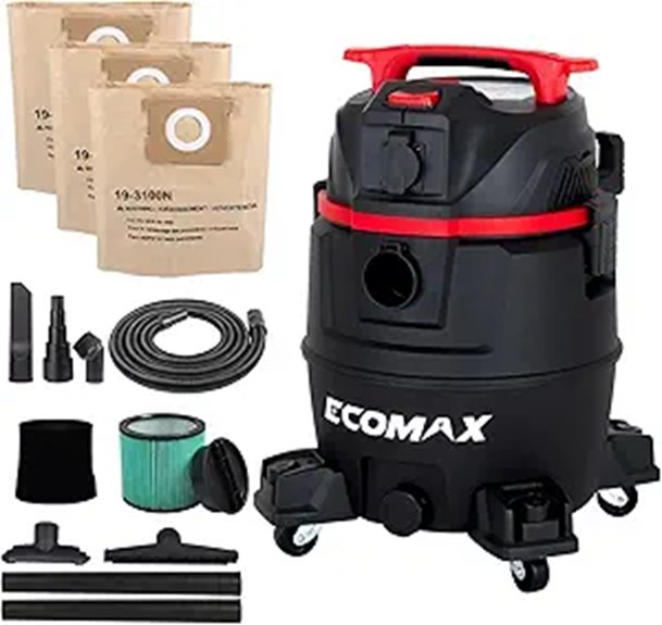 ECOMAX 8-Gallon 6.5 HP Wet Dry Vacuum
