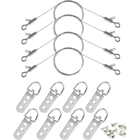 Adjustable Picture Hanging Wire Kit with Hooks and D-Rings