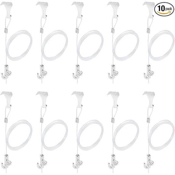 Adjustable Picture Hanging System with Hooks (10 Pack)