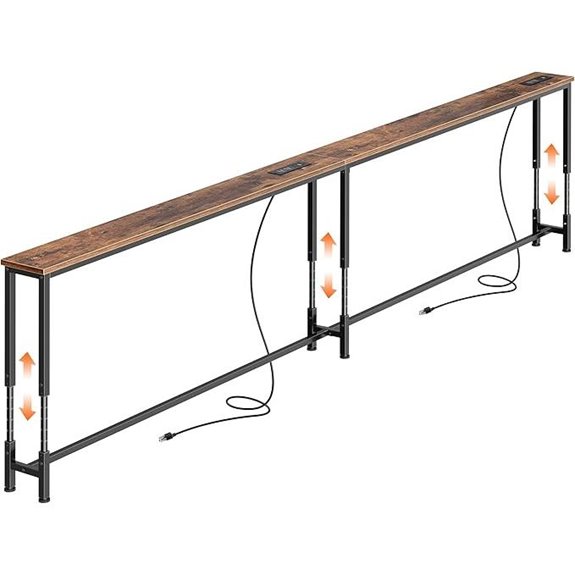 Huuger 102.4 Adjustable Sofa Table with Outlets