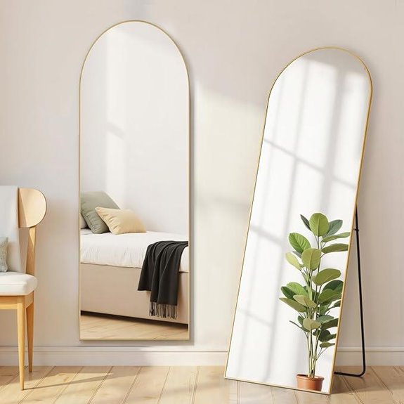 Arched Full-Length Mirror with Stand and Frame