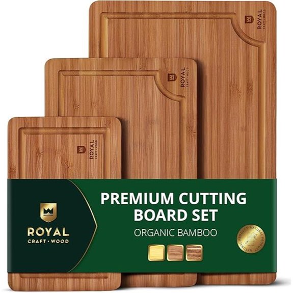 Royal Craft Wood Bamboo Cutting Board Set (3 Pieces)