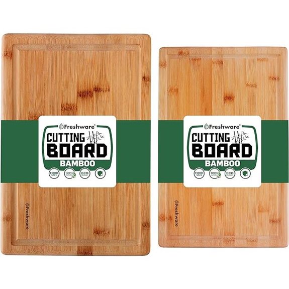 Freshware Freshware Bamboo Cutting Boards with Juice Groove (Set of 2)
