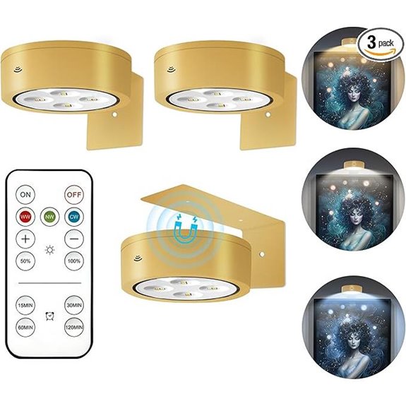 3-Pack Battery-Powered LED Picture Lights with Remote