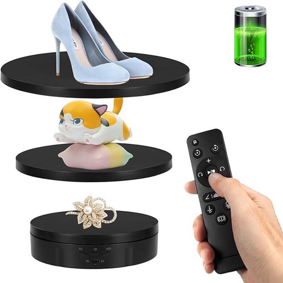 Remote Rotating Display Stand with Battery and Covers