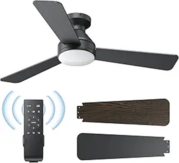 42-Inch Black Ceiling Fan with Lights and Remote