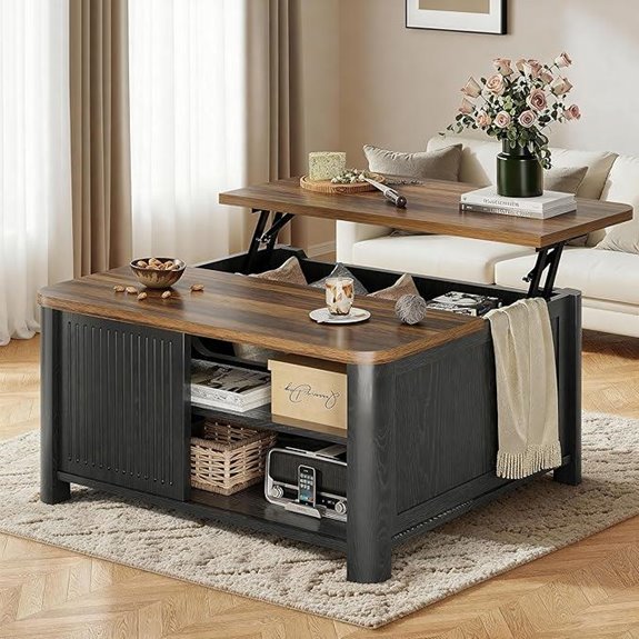 Lift Top Coffee Table with Storage Black