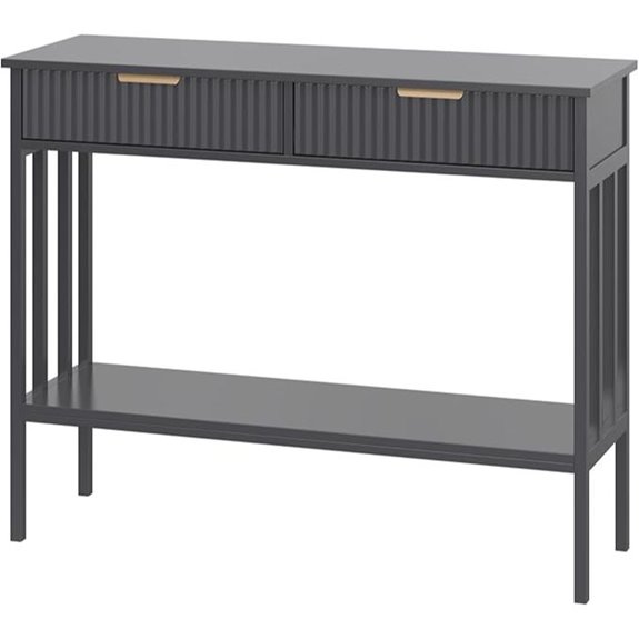 Narrow Entryway Console Table with Storage Black