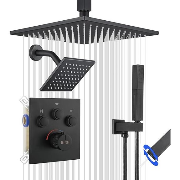 black thermostatic shower set