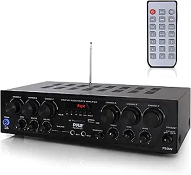 Pyle 6-Channel 750W Bluetooth Home Amplifier System