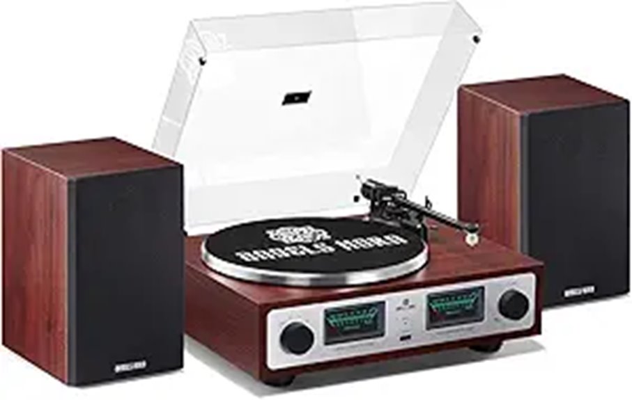 ANGELS HORN Bluetooth Turntable with Bookshelf Speakers
