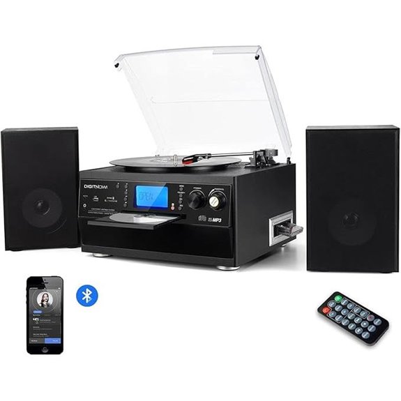 DIGITNOW Bluetooth Turntable with Stereo Speaker & MP3 Converter