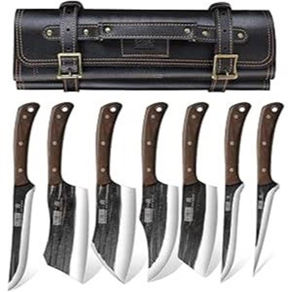 HOSHANHO Butcher Knife Set with Roll Bag