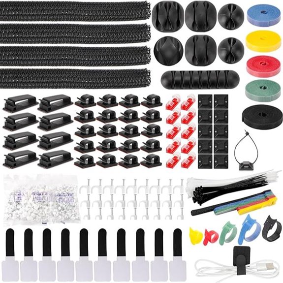 Cable Management Kit with Cable Ties and Clips