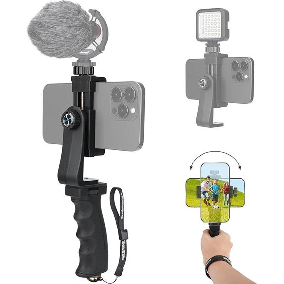Ergonomic Smartphone Vlogging Grip with Safety Strap