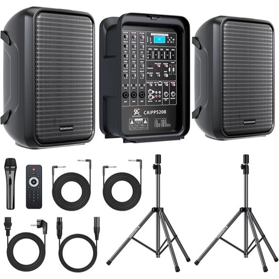 All-in-One 2-Way PA Speaker System DJ Mixer Bundle