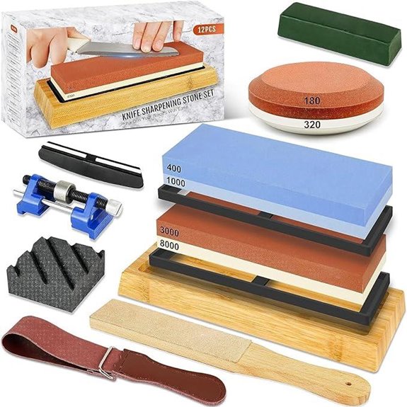 Knife Sharpening Stone Kit with Grits & Guides
