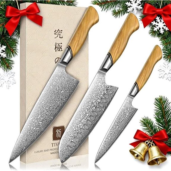 TIVOLI Damascus 3-Piece Kitchen Knife Set
