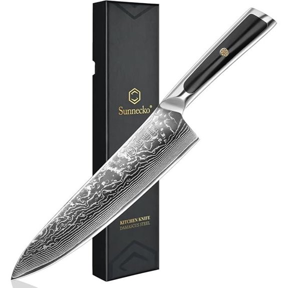 Sunnecko 8-Inch Damascus Chef Knife with VG10 Steel