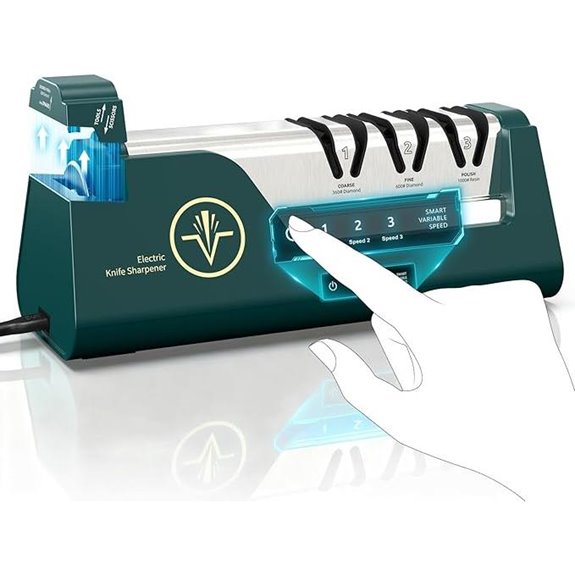 Electric Knife Sharpener with Diamond Abrasives & 3-Speed