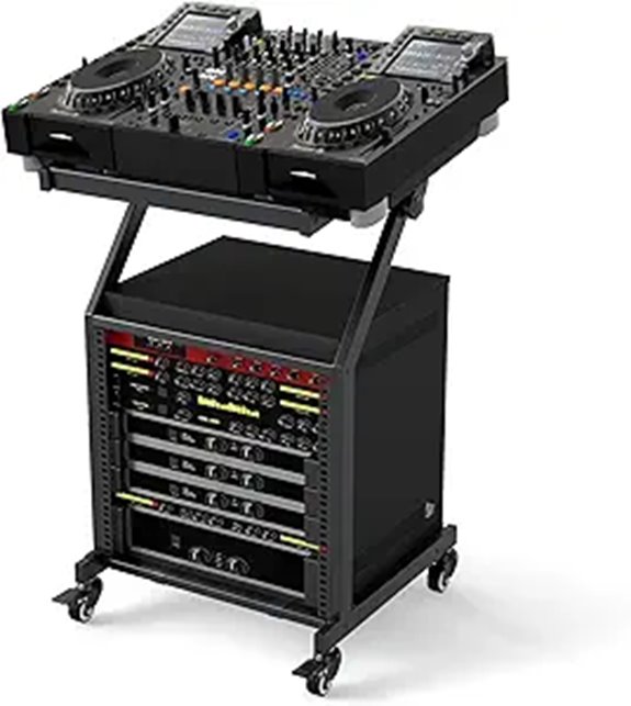 Goplus 9U DJ Mixer Stand with Lockable Wheels