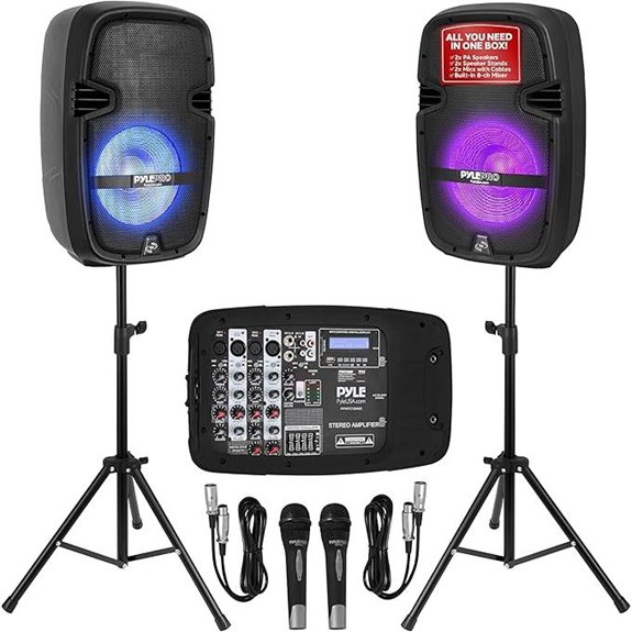 Pyle DJ Speaker & Mixer Bundle with Lights