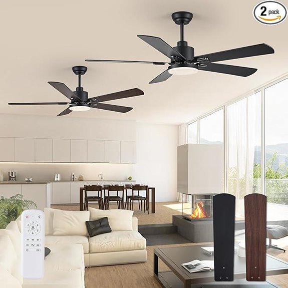 ZMISHIBO 2-Pack 52 Ceiling Fans with Lights