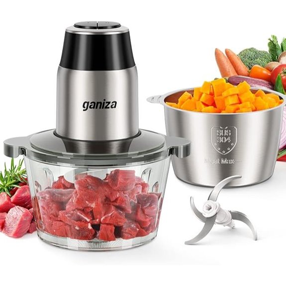 GANIZA Electric Food Chopper with Meat Grinder (8 Cups)