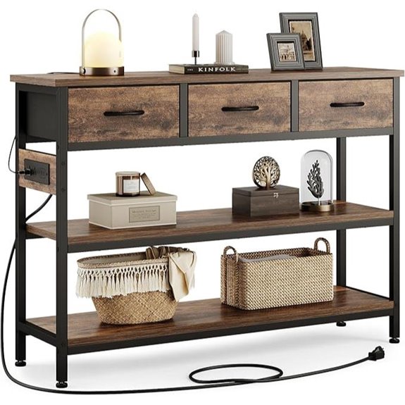 Lulive Entryway Table with Power Outlets and Drawers