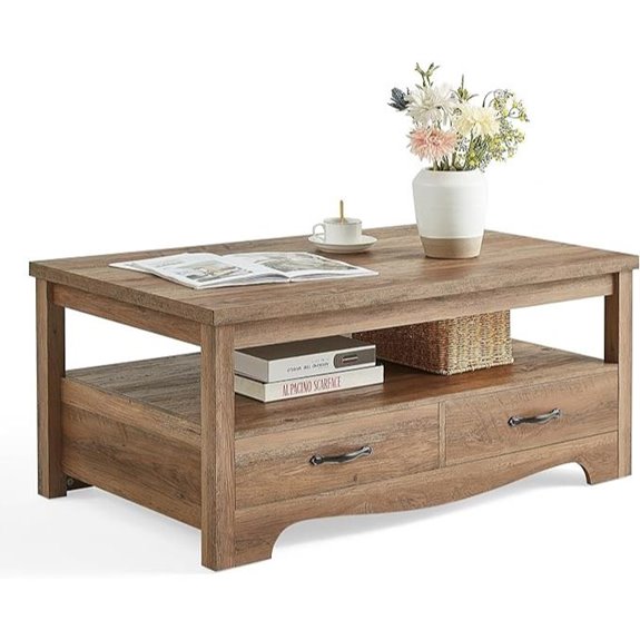 LINSY HOME Farmhouse Coffee Table with Storage