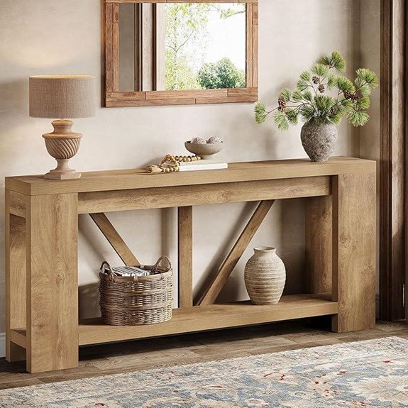 Tribesigns 70.9 Farmhouse Entry Table with Storage